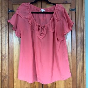 Max Studio Coral Short Sleeve Frill Blouse